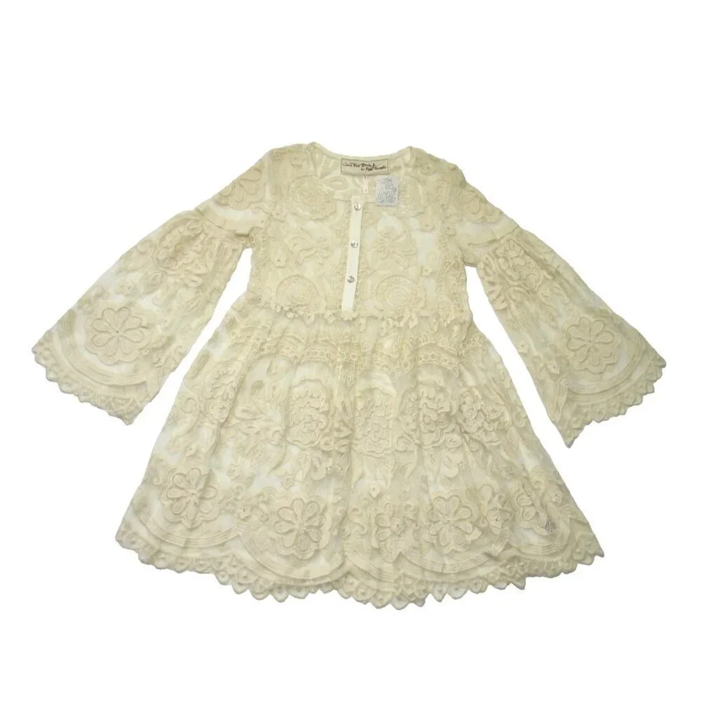 NWT Jen's Pirate Booty x Free People El Sol  in Ivory Sheer Lace Dress XS